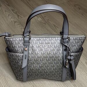 Michael Kors Silver Metallic Logo Satchel